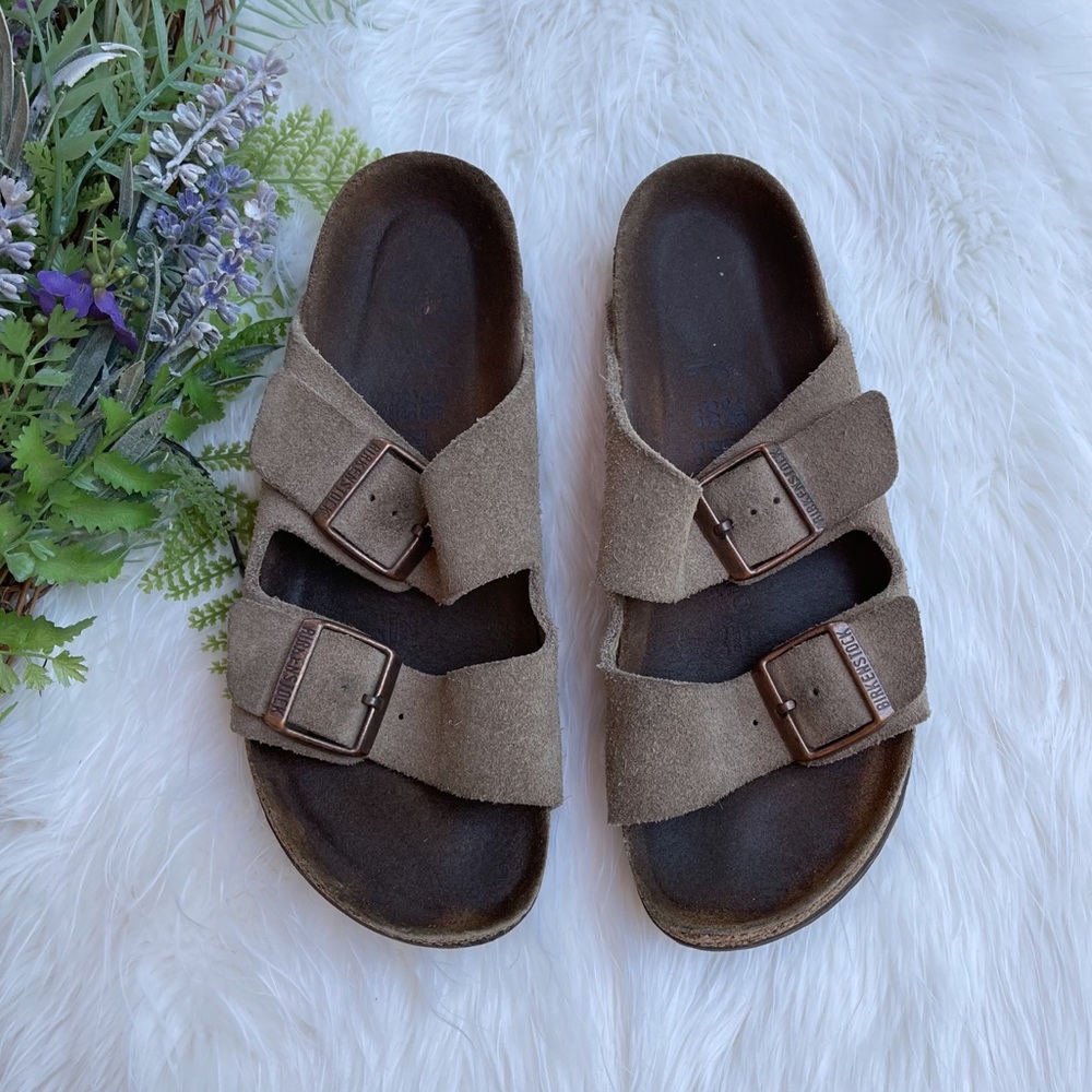 Birkenstock Arizona Two Strap Taupe Sandals L7 M5